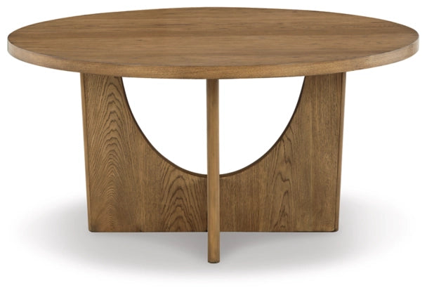 60" Round Gianna Wood Table w Geometric Base