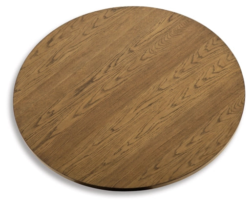 60" Round Gianna Wood Table w Geometric Base