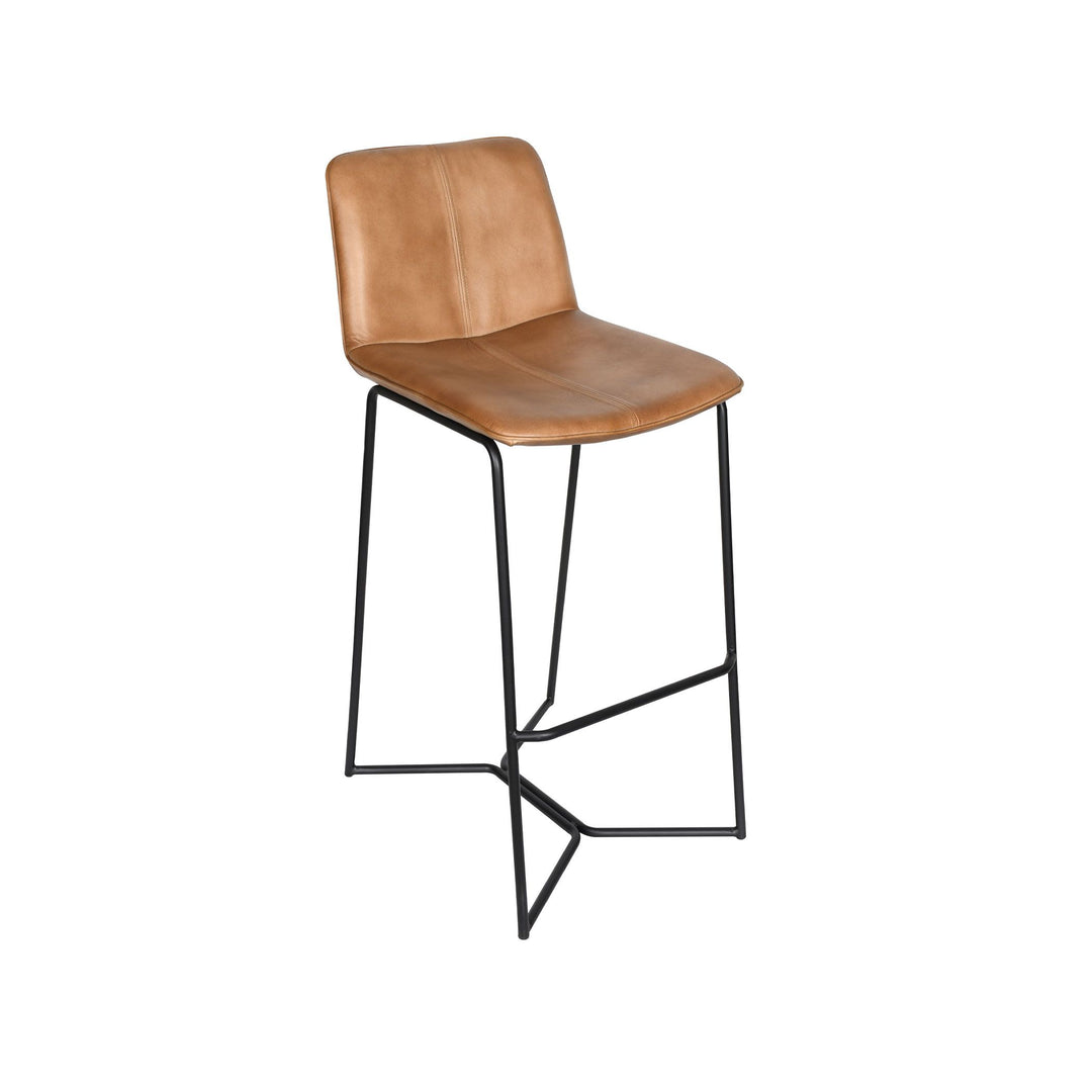 Leather Essex Morgan Bar Stool in Hand Washed Taupe - Charmed House Interiors (Kansas City, MO)