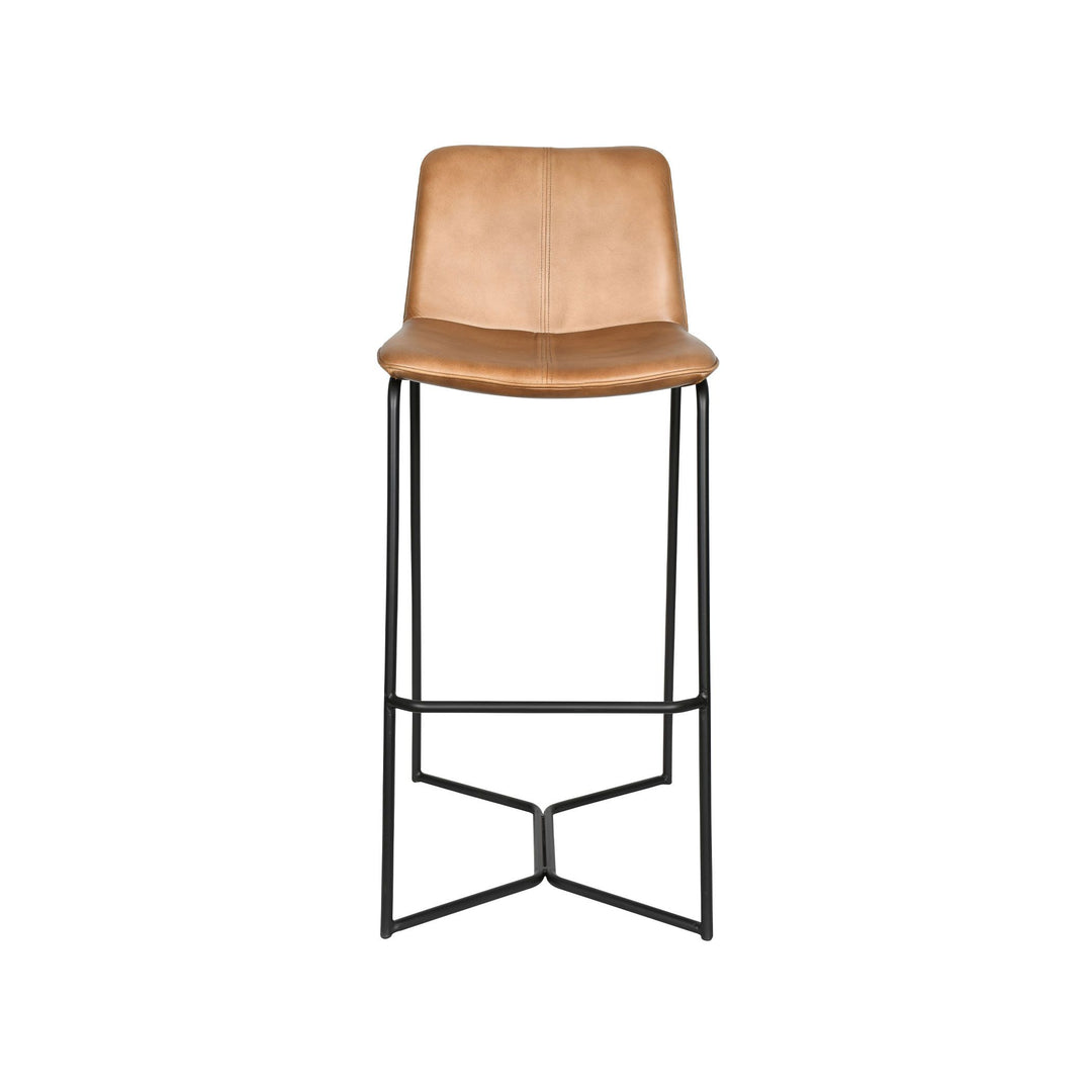 Leather Essex Morgan Bar Stool in Hand Washed Taupe - Charmed House Interiors (Kansas City, MO)