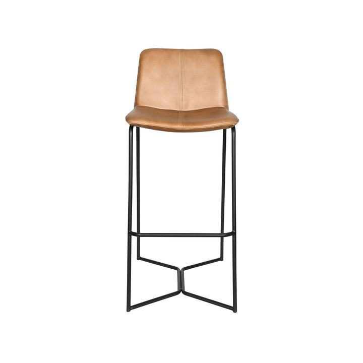 Leather Essex Morgan Bar Stool in Hand Washed Taupe - Charmed House Interiors (Kansas City, MO)