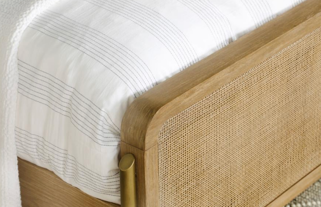 Arini Eastern King Panel Bed Sand Wash and Natural Cane
