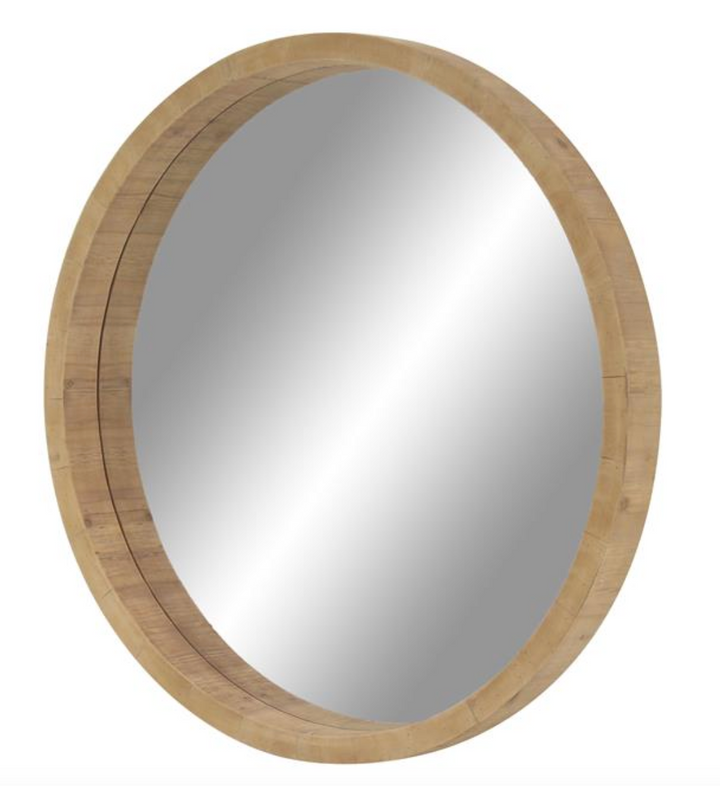 Round Wood Wall Mirror