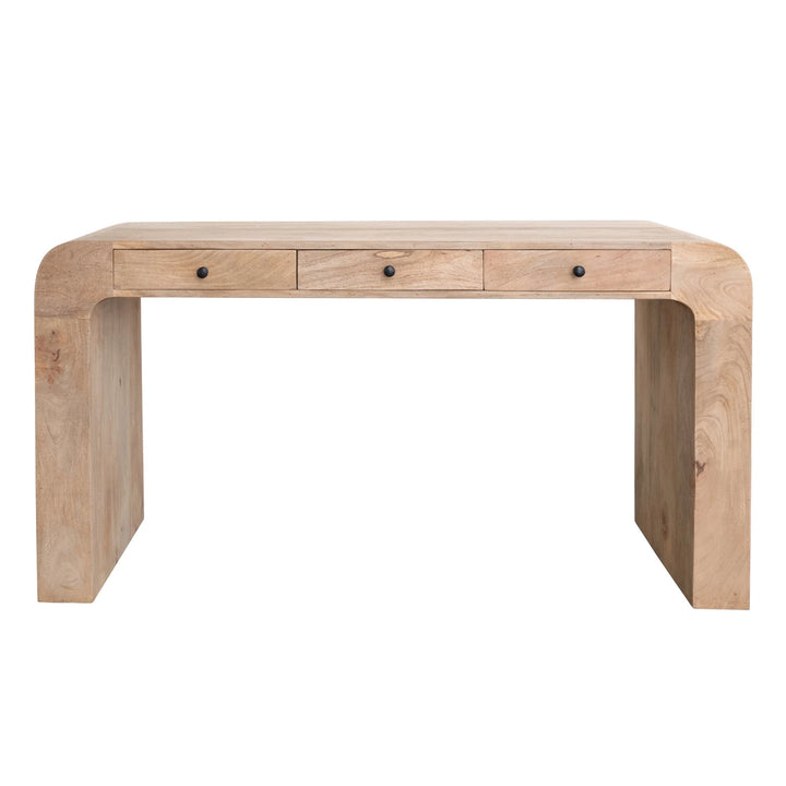 Mango Wood Desk w/ 3 Drawers & Waterfall Edge - Charmed House Interiors (Kansas City, MO)