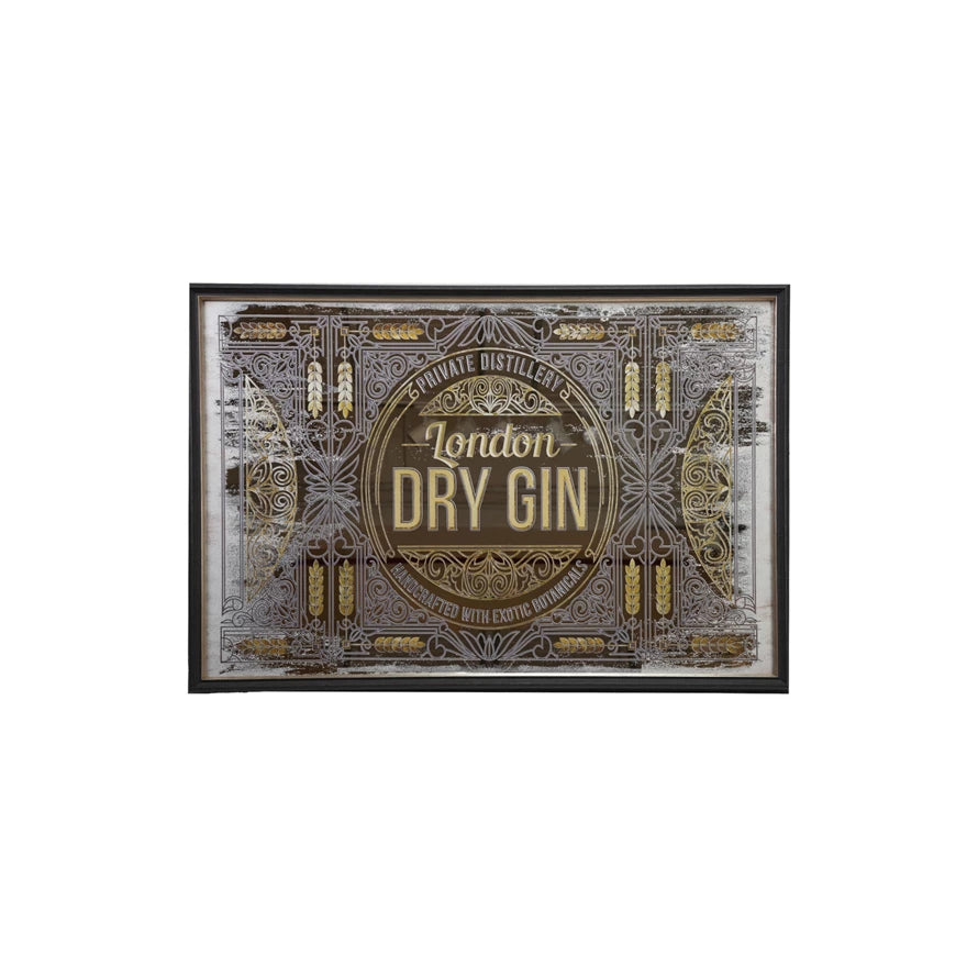 Dry Gin Framed Wall Décor w Antique Mirror - Charmed House Interiors (Kansas City, MO)