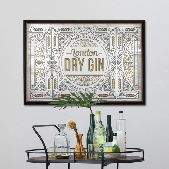Dry Gin Framed Wall Décor w Antique Mirror - Charmed House Interiors (Kansas City, MO)