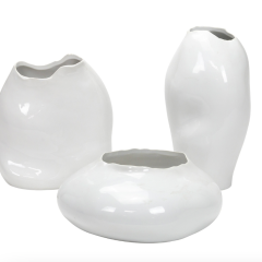 Minimal White Vase 3 Pcs - Charmed House Interiors (Kansas City, MO)