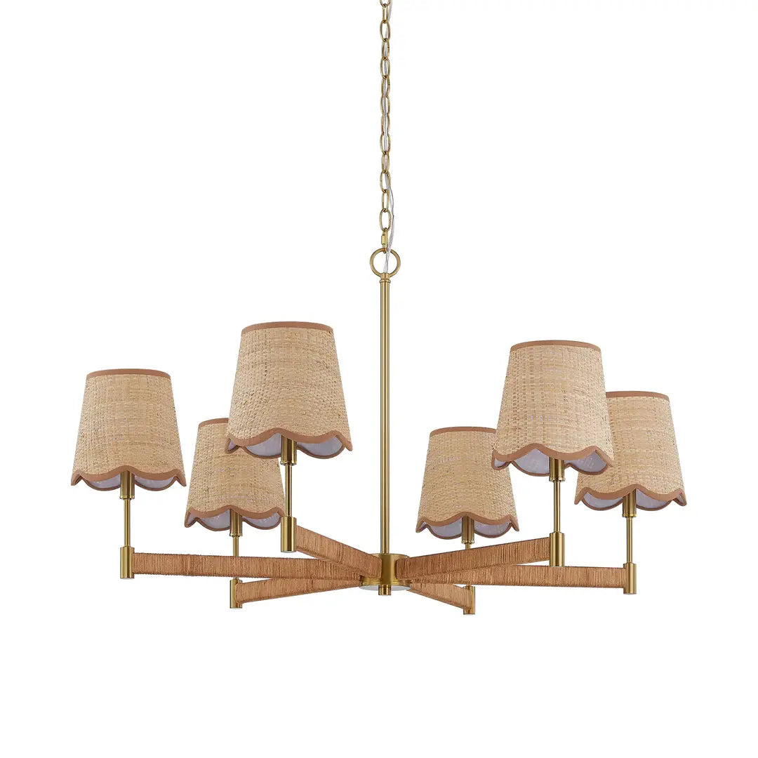 Beck Chandelier with Rattan Shades - Charmed House Interiors (Kansas City, MO)