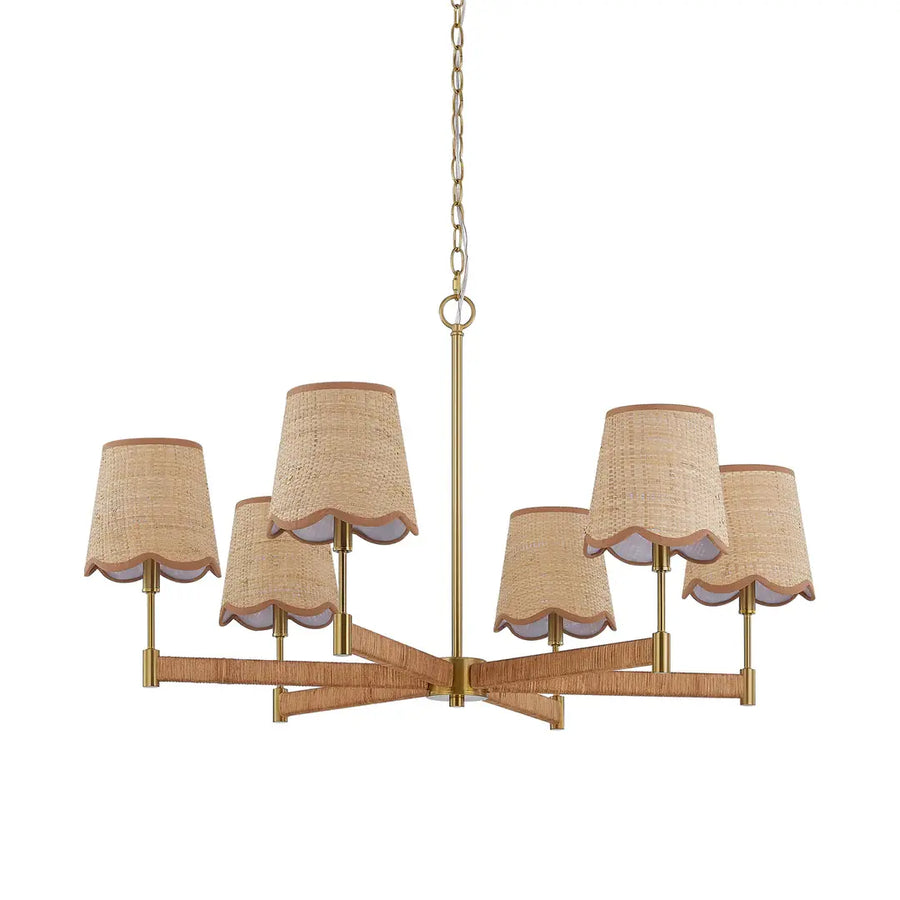 Beck Chandelier with Rattan Shades - Charmed House Interiors (Kansas City, MO)