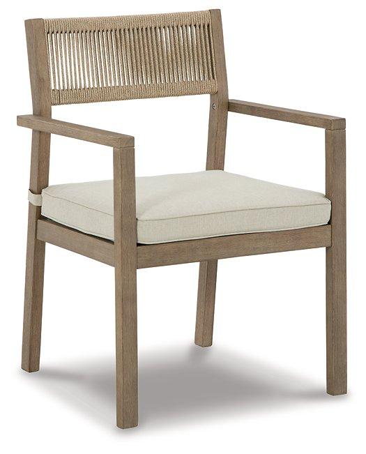 Eucalyptus Wood Rope Arm Chair with Cushion