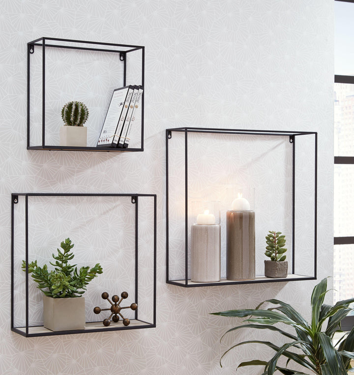 Metal/Wood Open Square Wall Shelves
