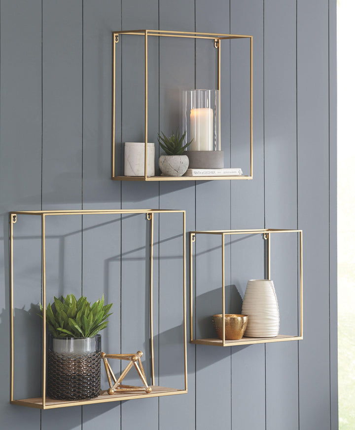 Metal/Wood Open Square Wall Shelves