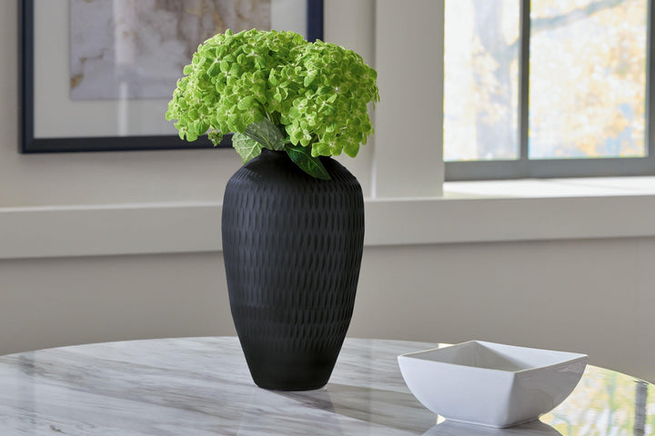 Cut Glass Black Vase