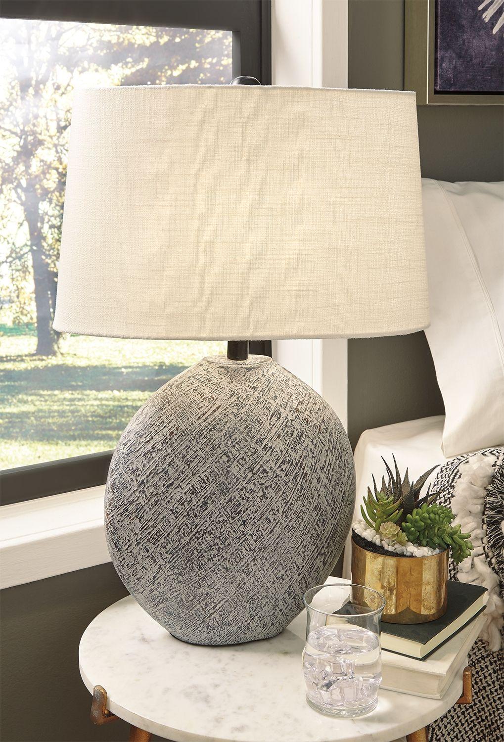 Blue/Gray Round Table Lamp