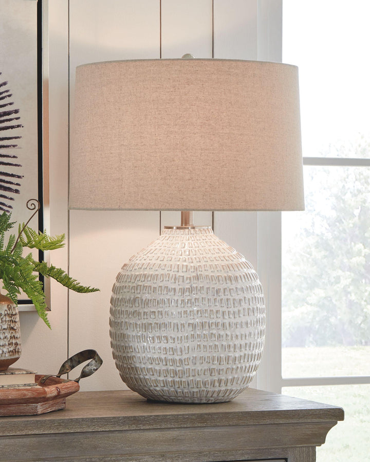 Beige Textured Ceramic Table Lamp