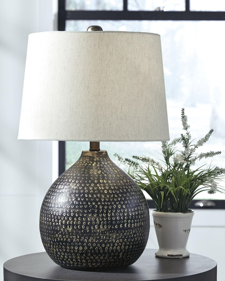 Black & Gold-tone Table Lamp