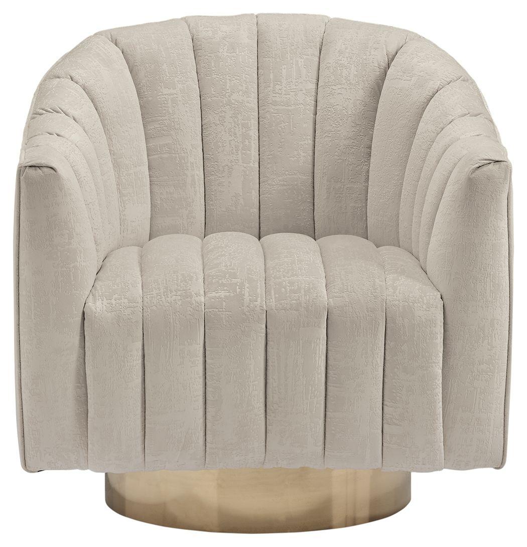 Pearl Velvet Ribbed Swivel Accent Chair