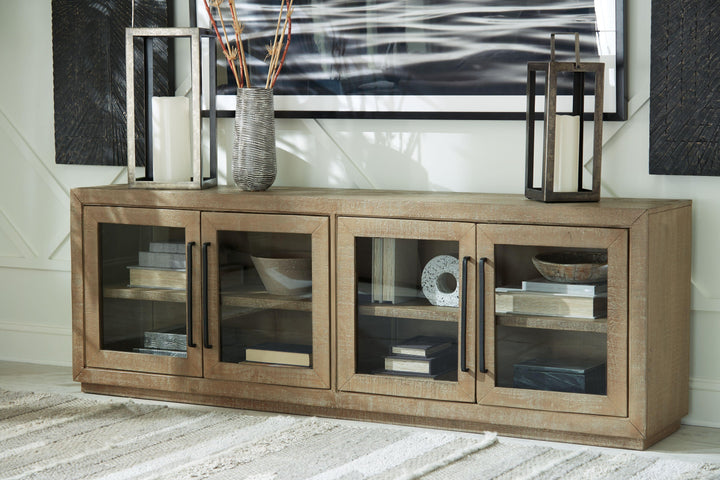 Selma 4DR Glass/Wood Console Cabinet