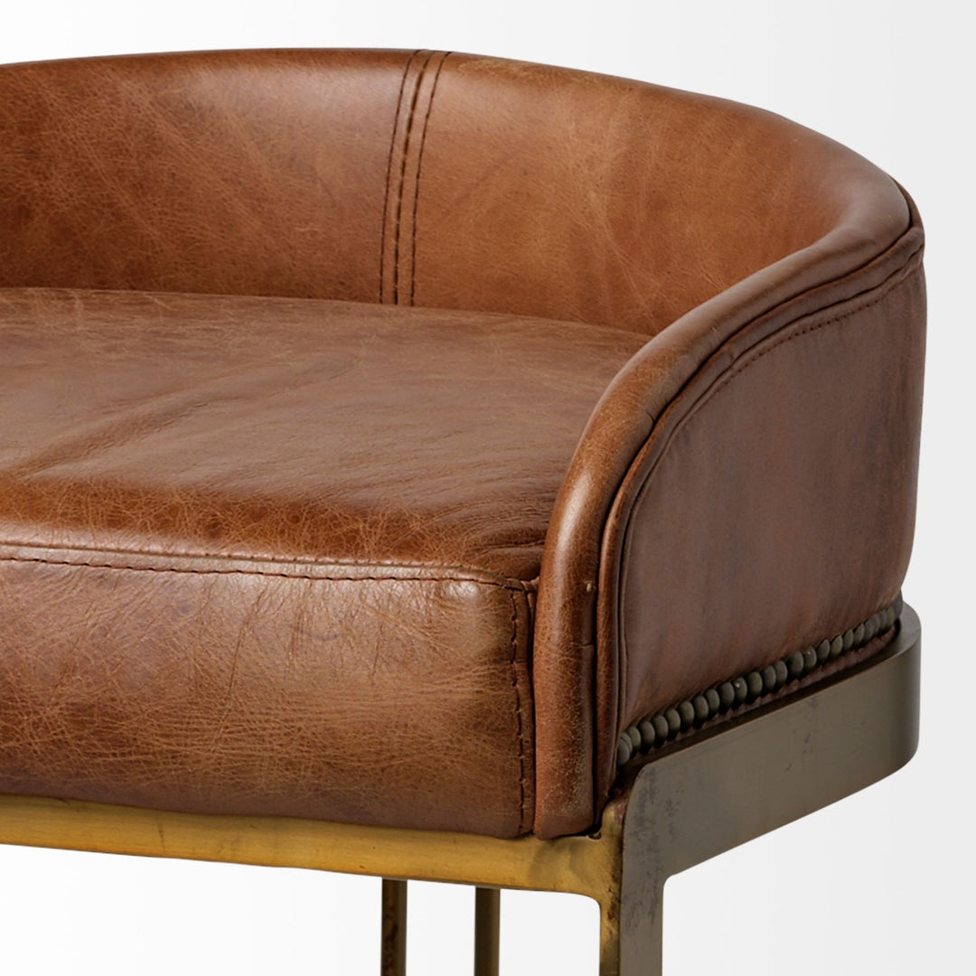 Hollyfield Cognac Brown Leather Bar Stool - Charmed House Interiors (Kansas City, MO)
