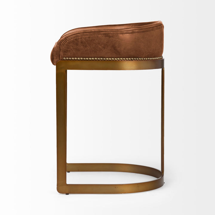 Hollyfield Cognac Brown Leather Bar Stool - Charmed House Interiors (Kansas City, MO)