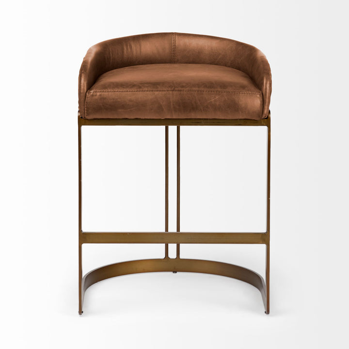 Hollyfield Cognac Brown Leather Bar Stool - Charmed House Interiors (Kansas City, MO)