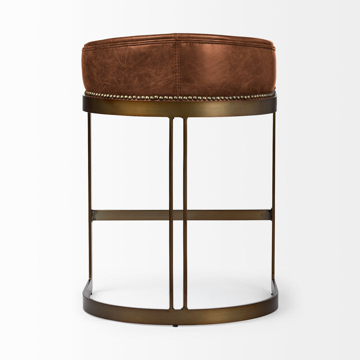 Hollyfield Cognac Brown Leather Bar Stool - Charmed House Interiors (Kansas City, MO)