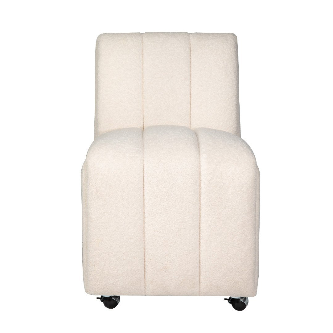 Tess Natural Textured Dining Chair on Wheels - Charmed House Interiors (Kansas City, MO)