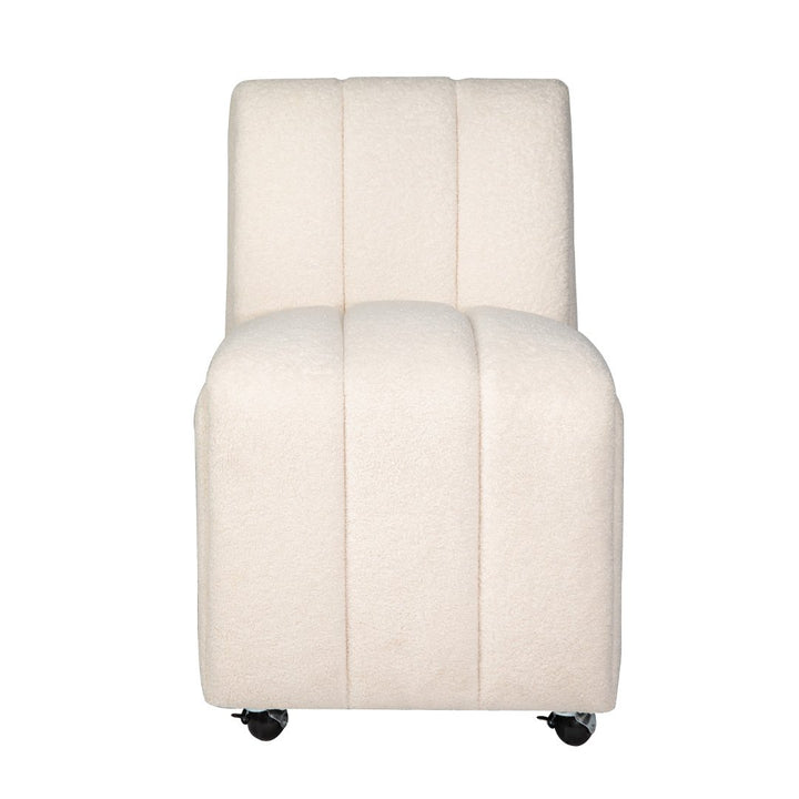 Tess Natural Textured Dining Chair on Wheels - Charmed House Interiors (Kansas City, MO)