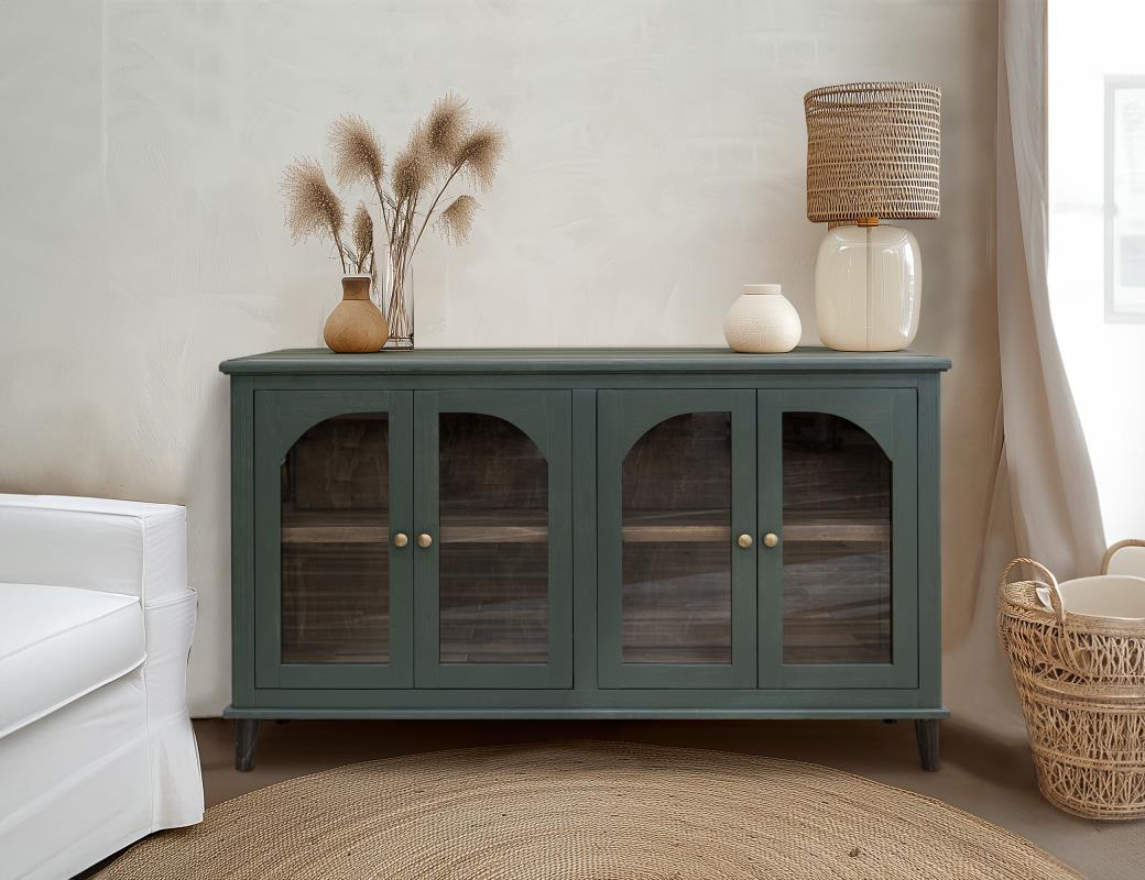 Green Genova Glass Door Console - Charmed House Interiors (Kansas City, MO)