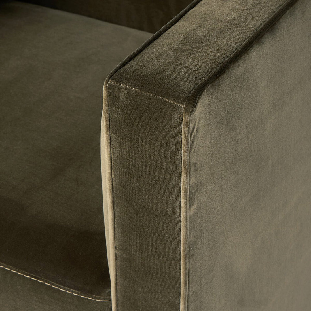 Surrey Swivel Club Chair, Olive Velvet - Charmed House Interiors (Kansas City, MO)