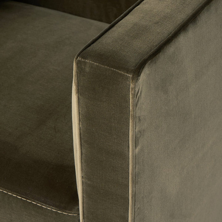 Surrey Swivel Club Chair, Olive Velvet - Charmed House Interiors (Kansas City, MO)
