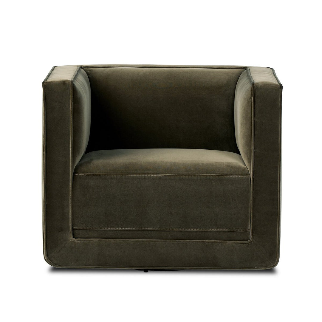 Surrey Swivel Club Chair, Olive Velvet - Charmed House Interiors (Kansas City, MO)