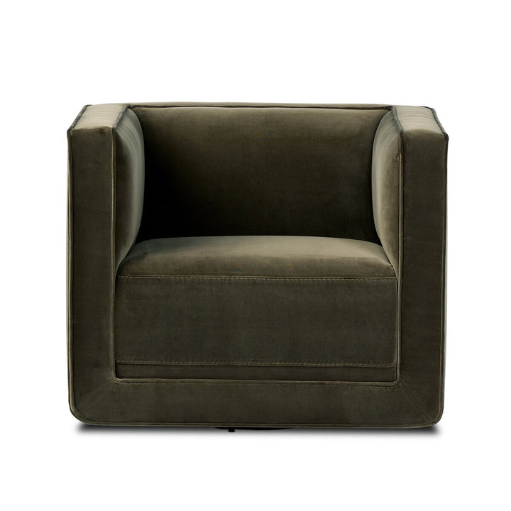 Surrey Swivel Club Chair, Olive Velvet - Charmed House Interiors (Kansas City, MO)