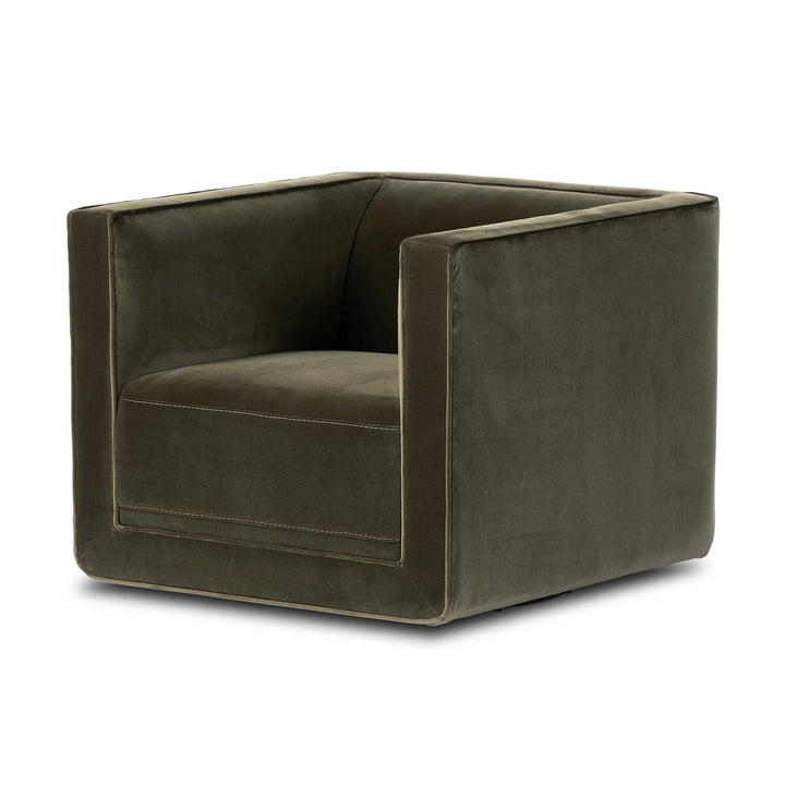 Surrey Swivel Club Chair, Olive Velvet - Charmed House Interiors (Kansas City, MO)