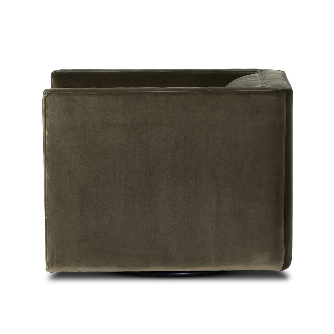 Surrey Swivel Club Chair, Olive Velvet - Charmed House Interiors (Kansas City, MO)