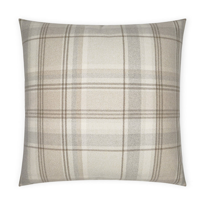 24" Tartan Plaid Buff Tan Down Pillow - Charmed House Interiors (Kansas City, MO)