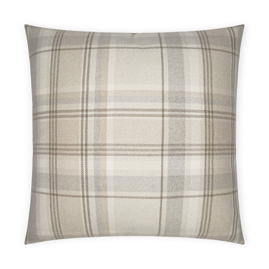 24" Tartan Plaid Buff Tan Down Pillow - Charmed House Interiors (Kansas City, MO)