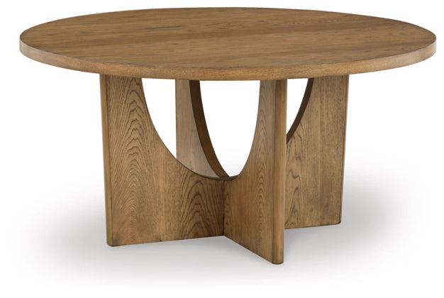 60" Round Gianna Wood Table w Geometric Base - Charmed House Interiors (Kansas City, MO)