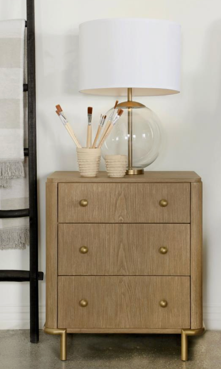 Arini 3-drawer Nightstand with Dual USB Ports Sand Wash - Charmed House Interiors (Kansas City, MO)