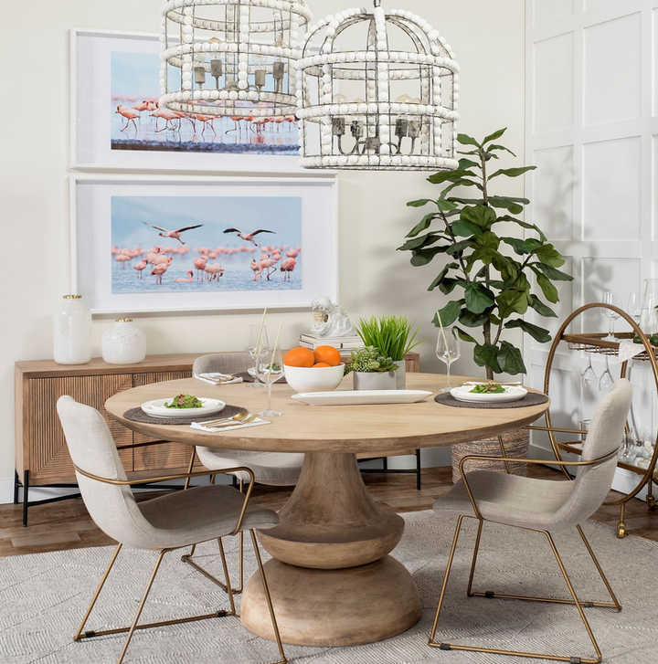 Crossman 60" Round  Solid Wood Dining Table - Charmed House Interiors (Kansas City, MO)