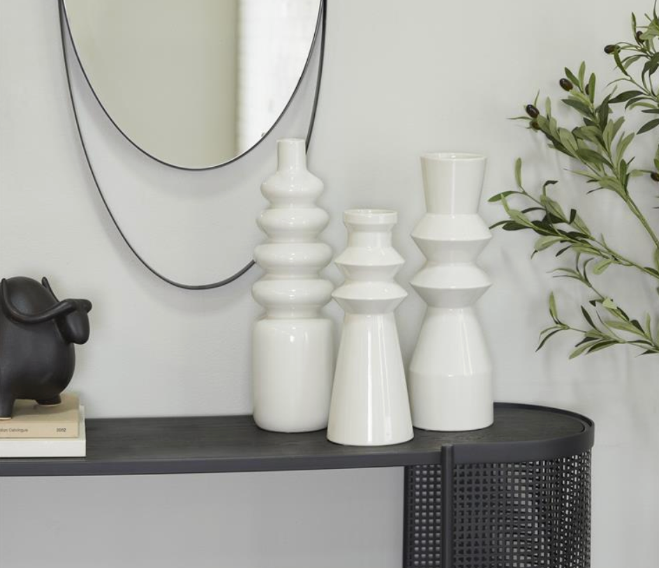 White Stoneware Vase - Charmed House Interiors (Kansas City, MO)