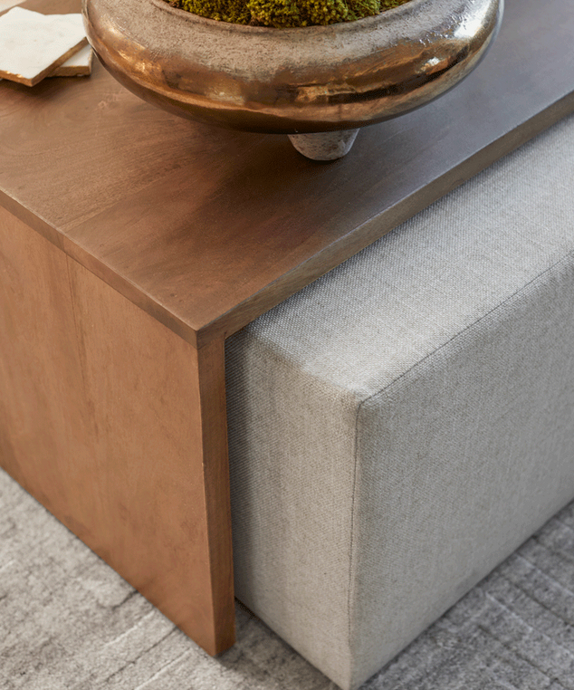 Asher Ottoman w/ Wood Overlay - Charmed House Interiors (Kansas City, MO)