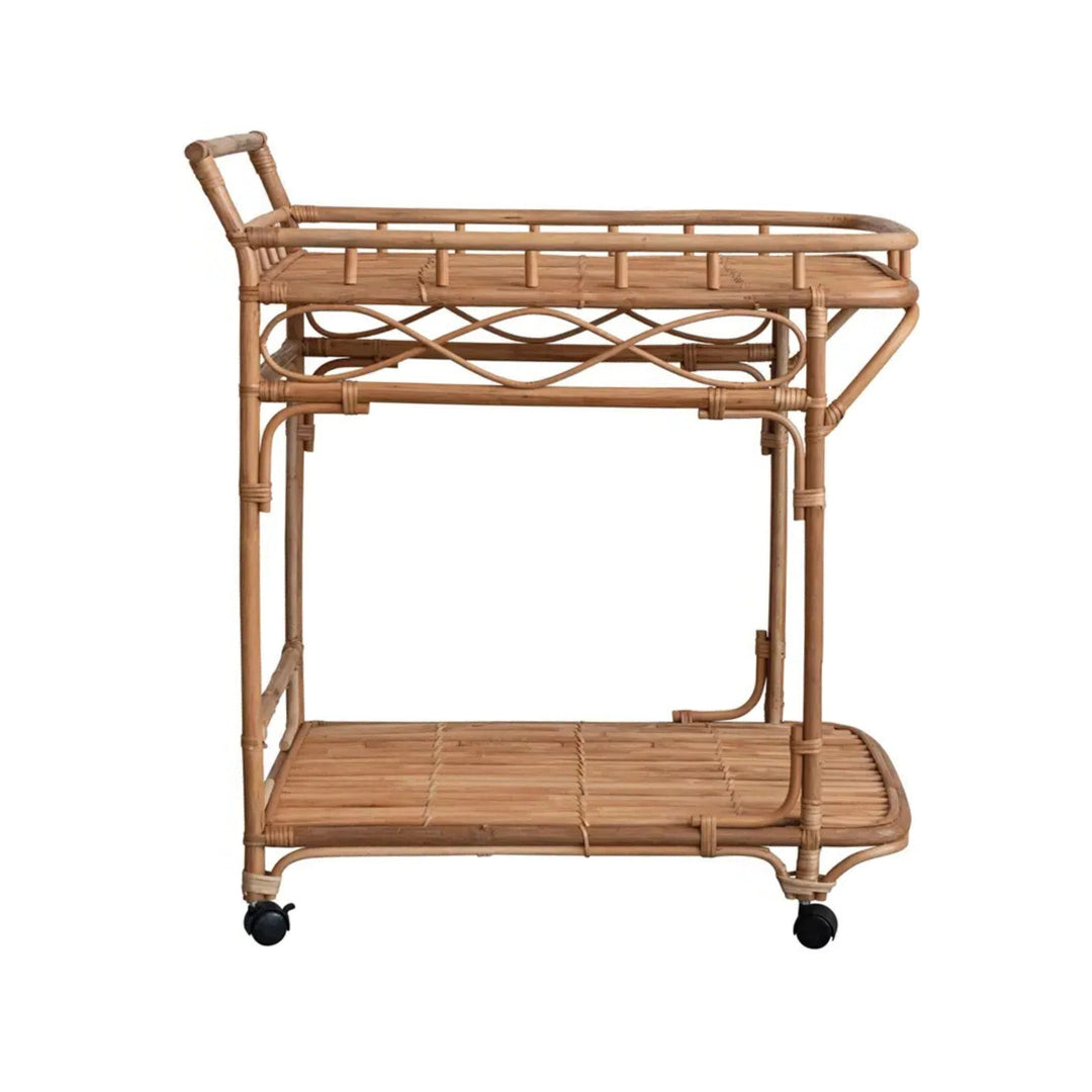 Hand-Woven Rattan Bar Cart - Charmed House Interiors (Kansas City, MO)
