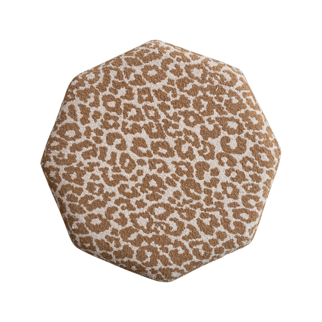 Upholstered Hexagonal Ottoman with Wood Base - Charmed House Interiors (Kansas City, MO)