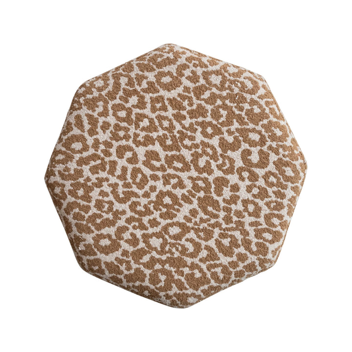 Upholstered Hexagonal Ottoman with Wood Base - Charmed House Interiors (Kansas City, MO)