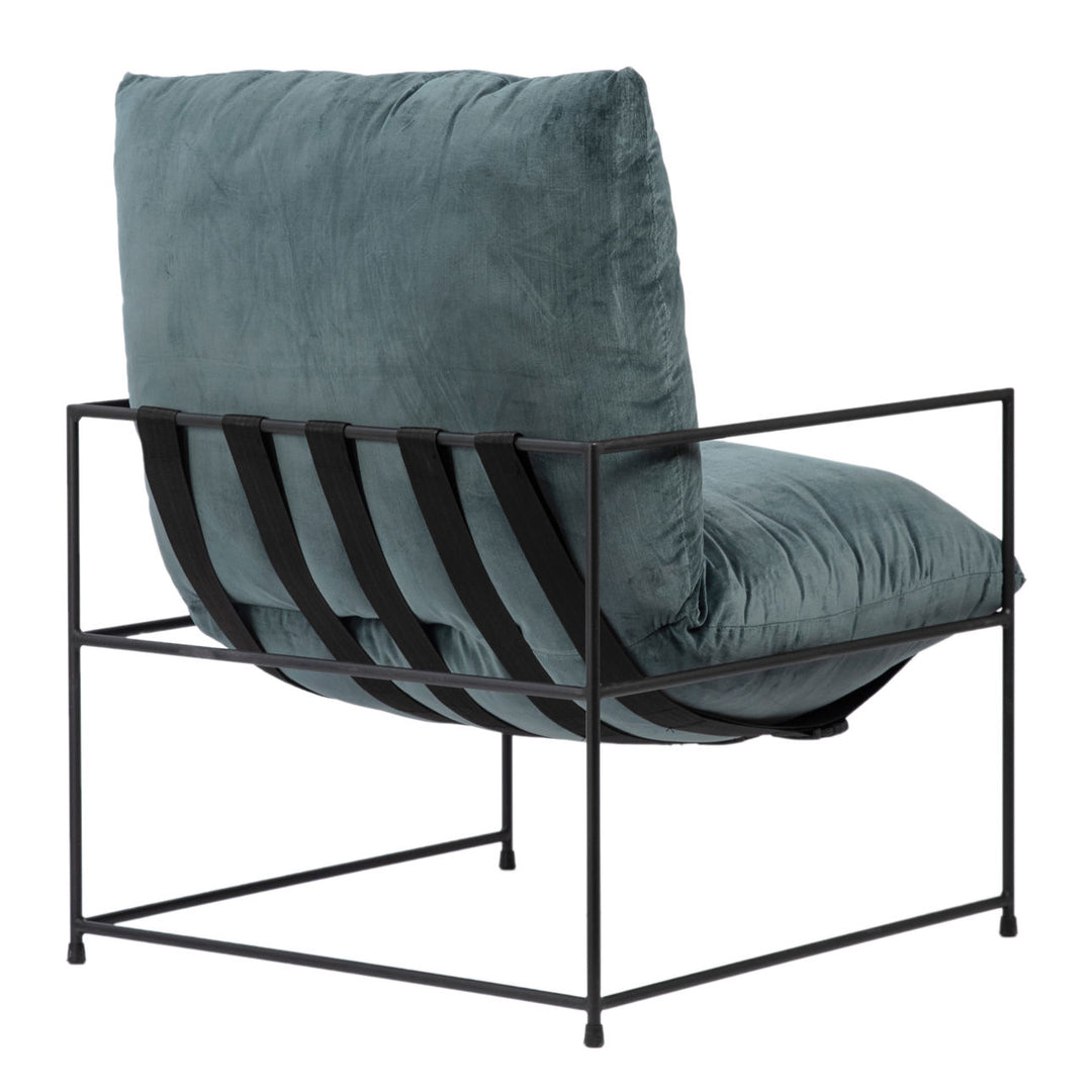 Black Frame Green Velvet Side Chair