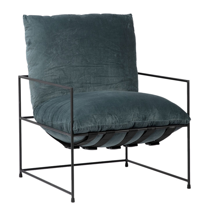 Black Frame Green Velvet Side Chair