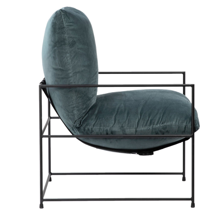 Black Frame Green Velvet Side Chair