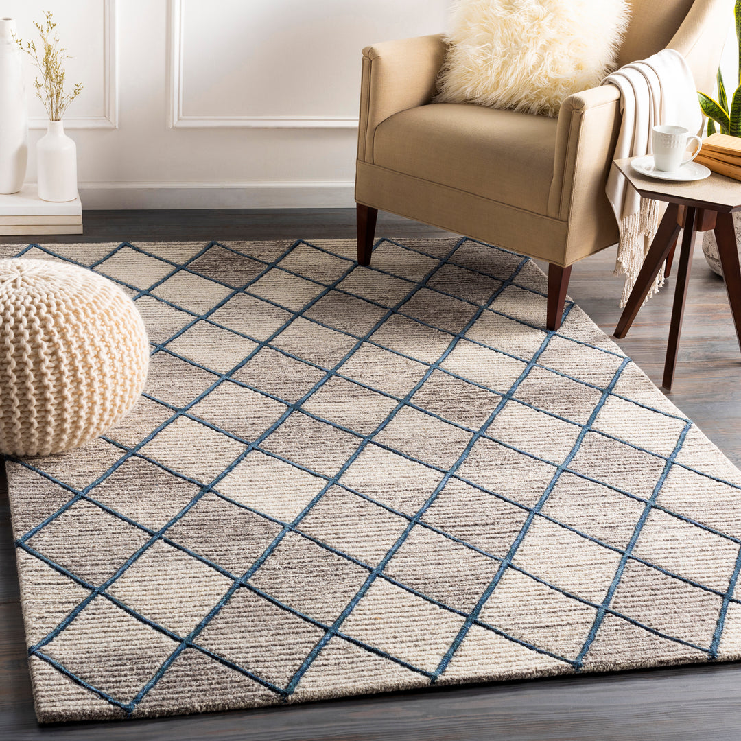 Blue/Beige Diamond Pattern Tufted Rug  9X12 - Charmed House Interiors (Kansas City, MO)