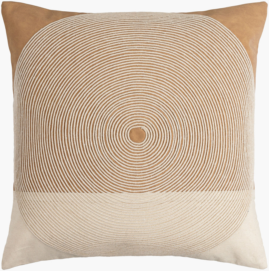 22" Tan/White Pattern Eternity Pillow - Charmed House Interiors (Kansas City, MO)